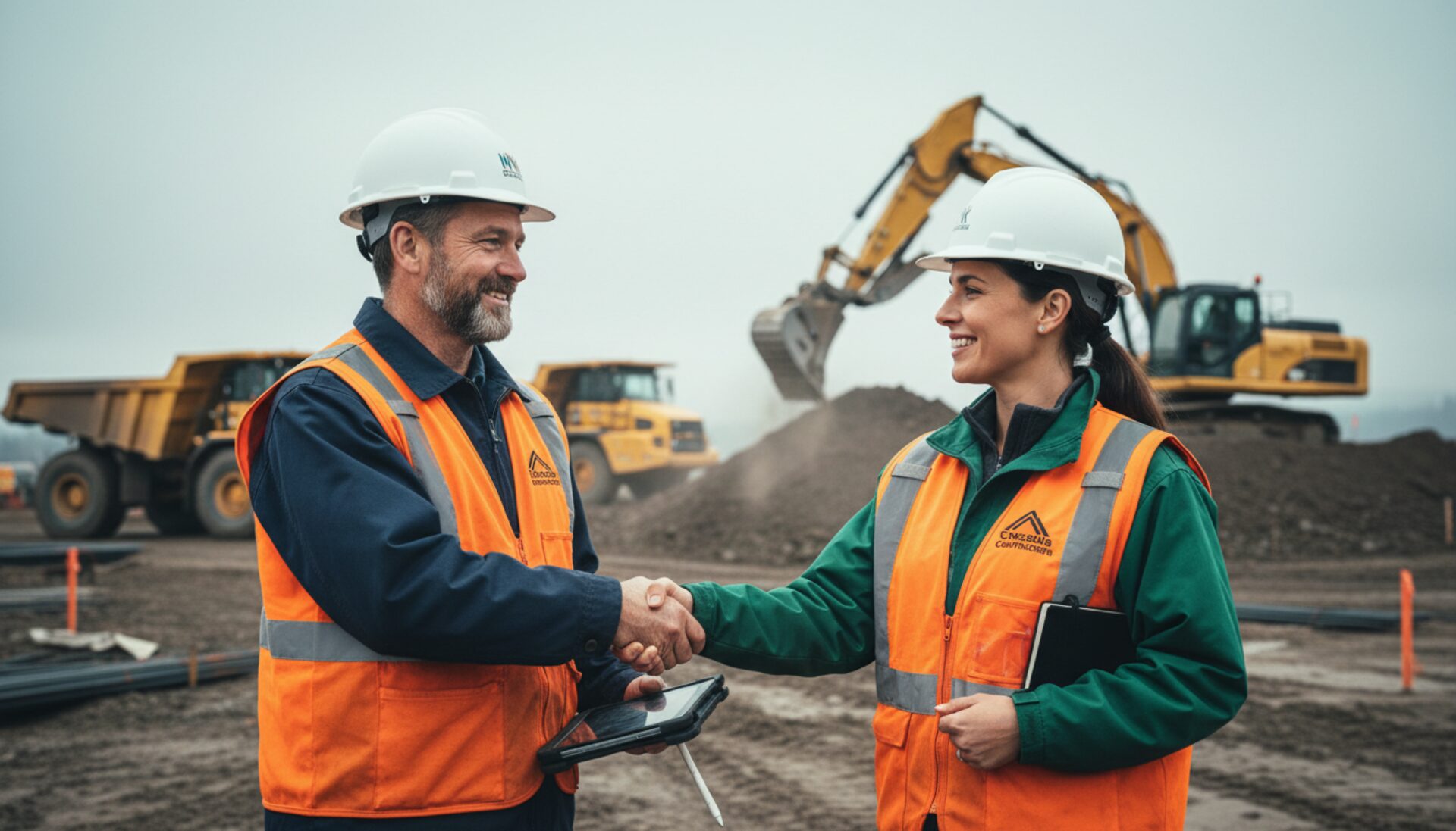 Contractors shaking hands on a jobsite