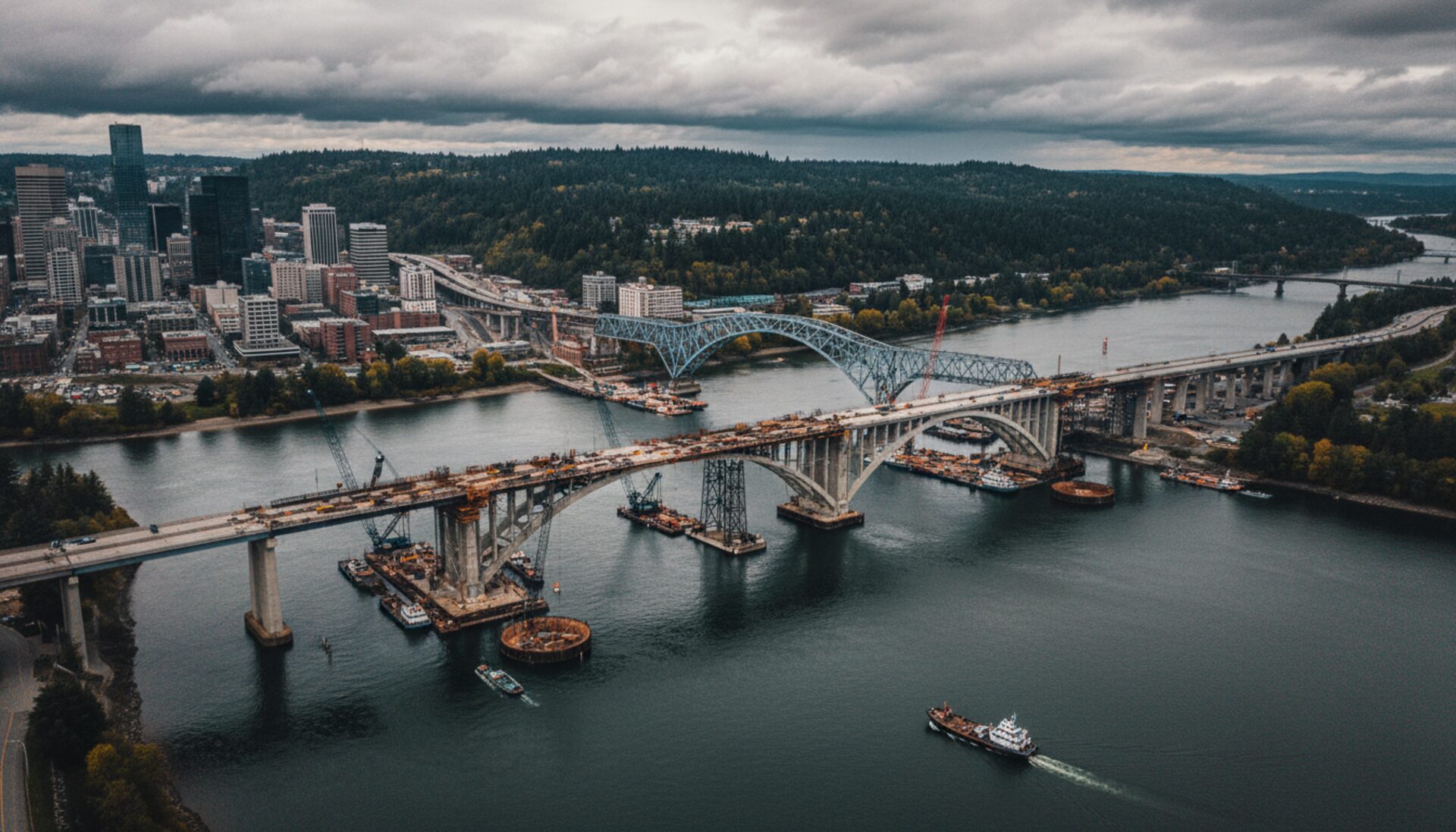 Interstate bridge replacement construction