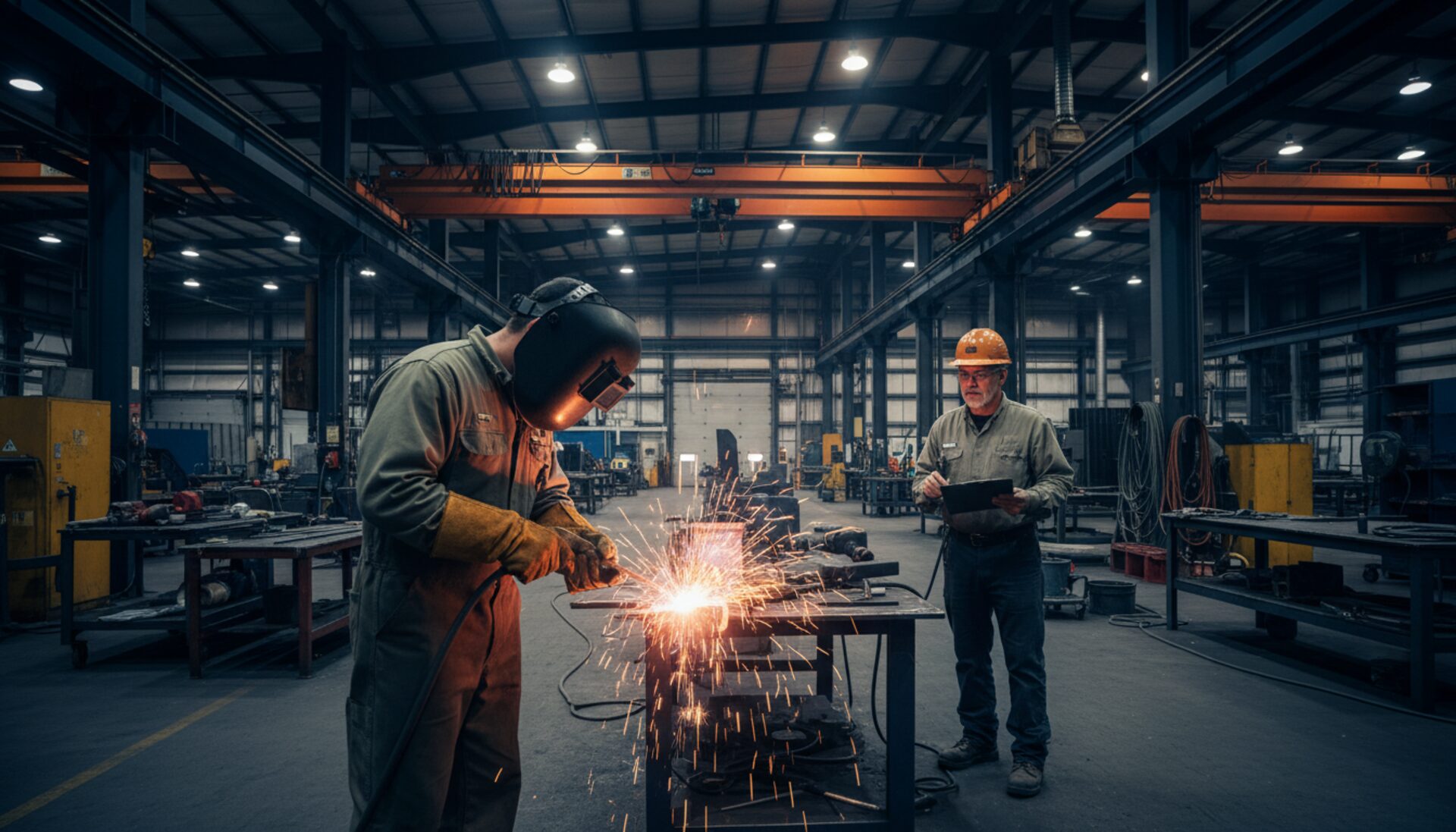Apprentice welder in training